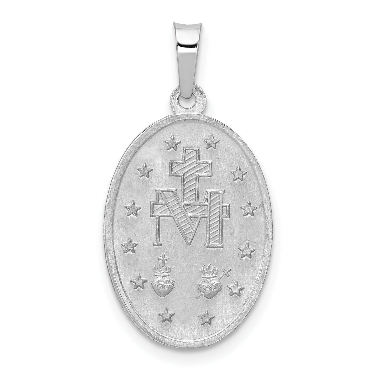 14k White Gold Miraculous Medal-XR515