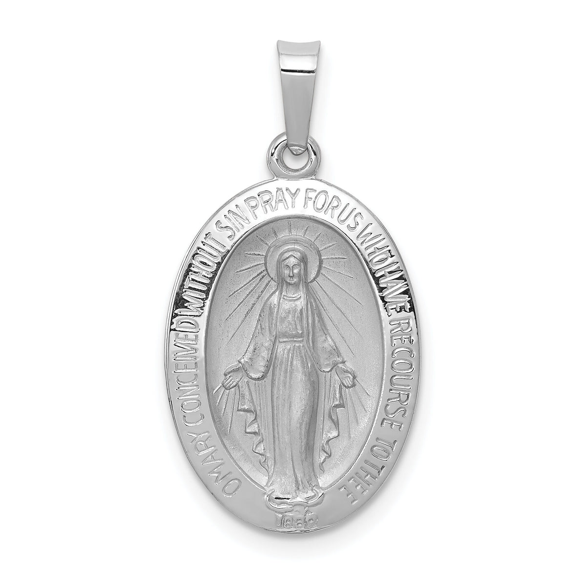 14k White Gold Miraculous Medal-XR515
