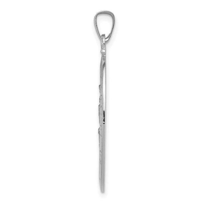 14k White Gold Saint Christopher Medal Pendant-XR516