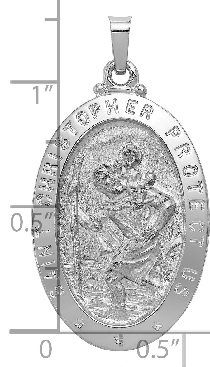 14k White Gold Saint Christopher Medal Pendant-XR516