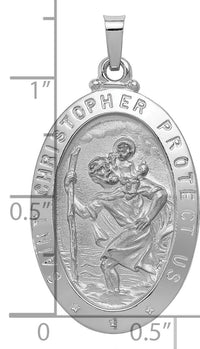 14k White Gold Saint Christopher Medal Pendant-XR516