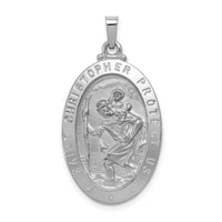 14k White Gold Saint Christopher Medal Pendant-XR516