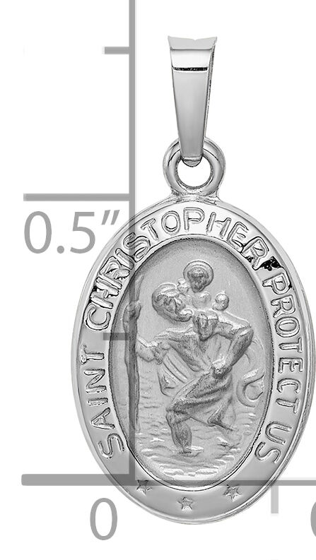 14k White Gold Saint Christopher Medal Charm-XR519