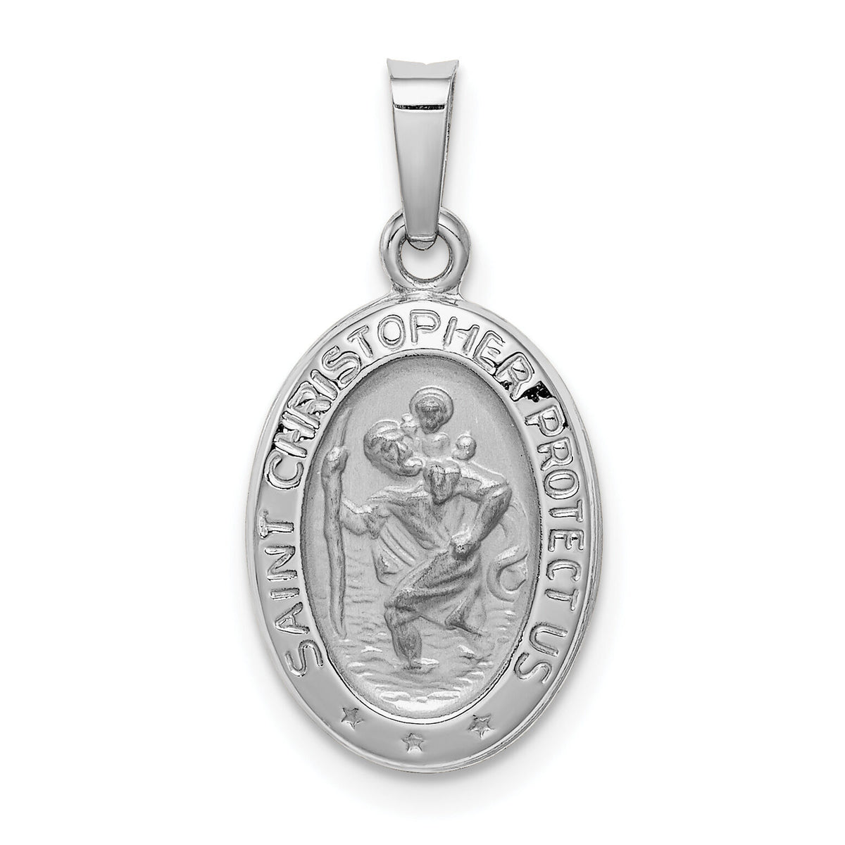 14k White Gold Saint Christopher Medal Charm-XR519