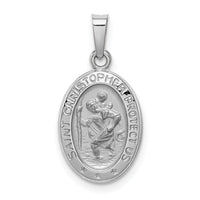14k White Gold Saint Christopher Medal Charm-XR519