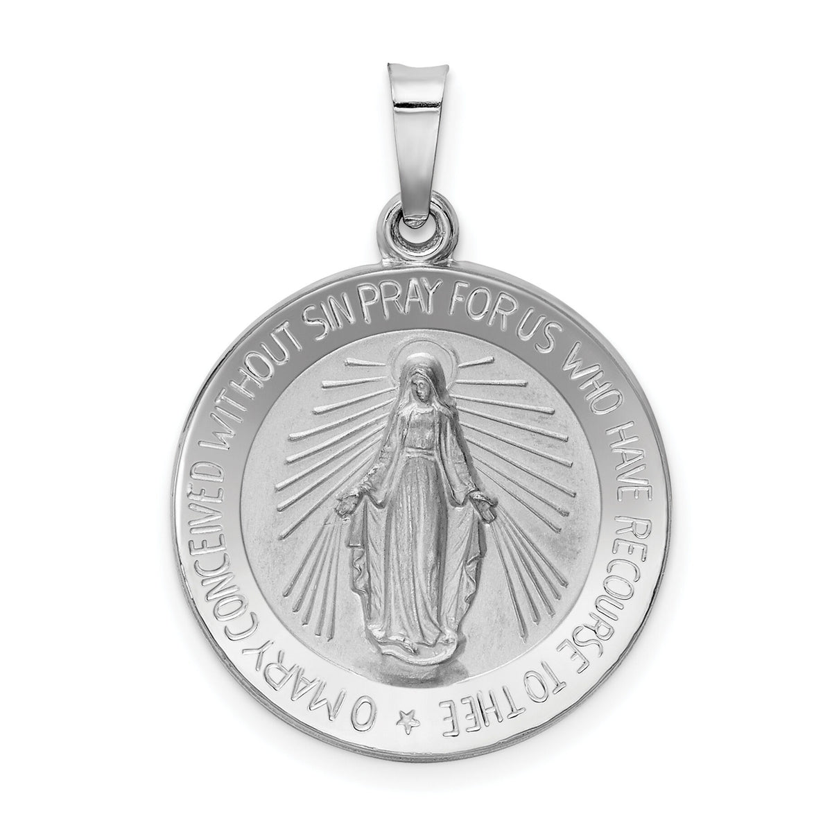 14k White Gold Miraculous Medal-XR520