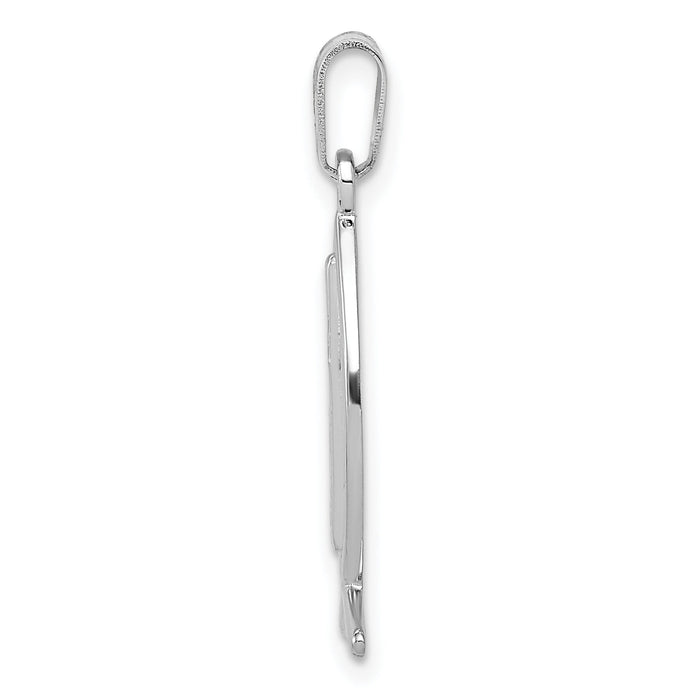 14k White Gold Cross Ichthus Fish Pendant-XR522