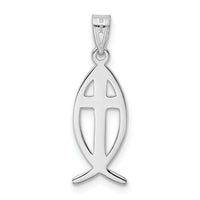 14k White Gold Cross Ichthus Fish Pendant-XR522