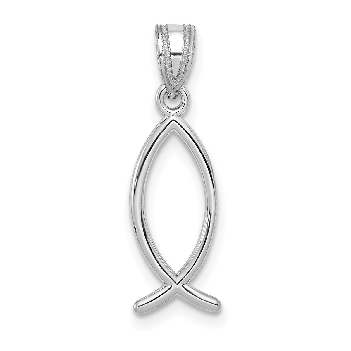 14k White Gold Ichthus Fish Pendant-XR524