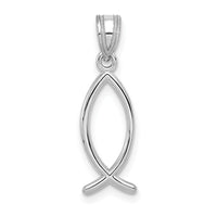 14k White Gold Ichthus Fish Pendant-XR524