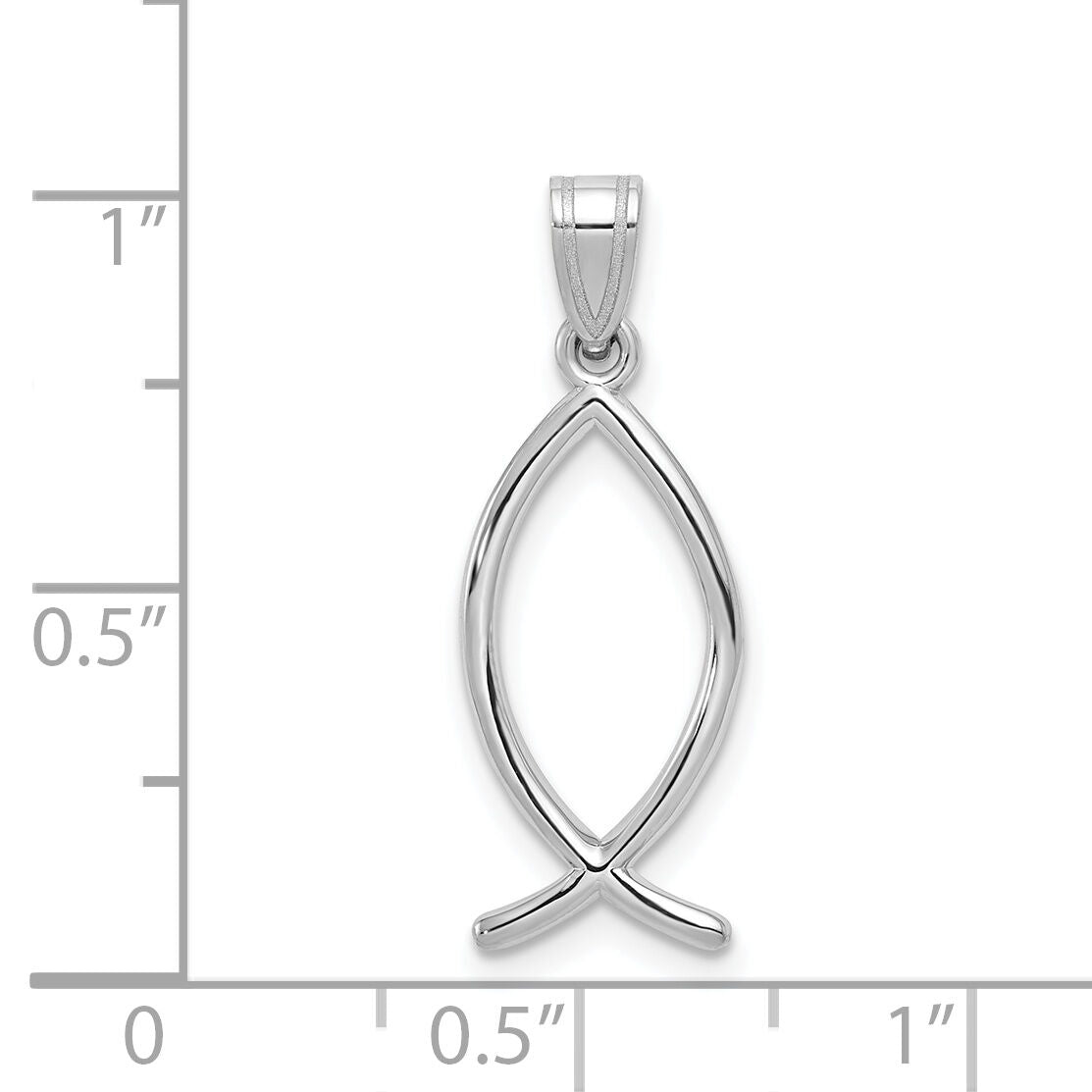 14k White Gold Ichthus Fish Pendant-XR525
