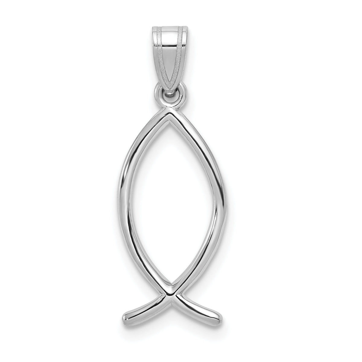 14k White Gold Ichthus Fish Pendant-XR525