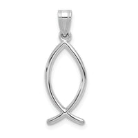 14k White Gold Ichthus Fish Pendant-XR525