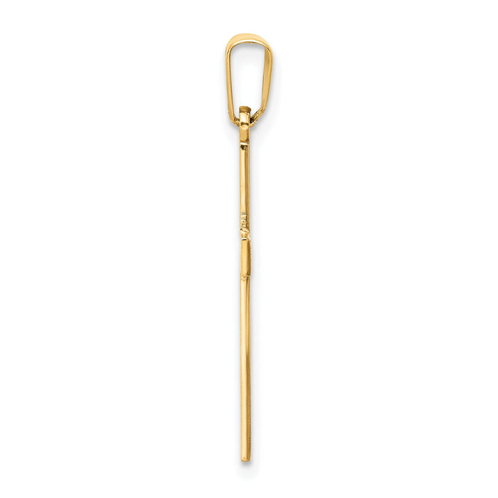 14k Polished Laser Etched Cross Charm-XR541