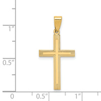 14k Polished Laser Etched Cross Charm-XR541