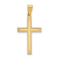 14k Polished Laser Etched Cross Charm-XR541