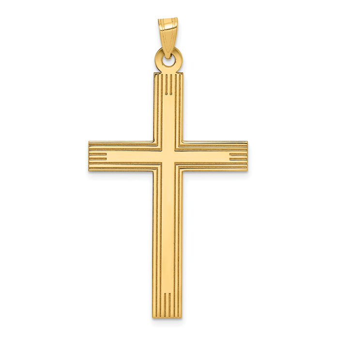 14k Laser Etched Cross Charm-XR543
