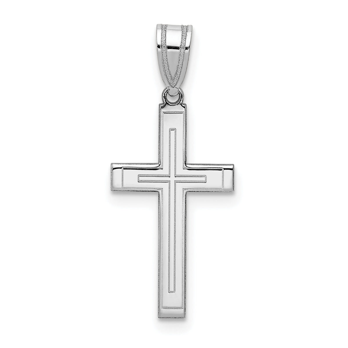 14k White Gold Cross Pendant-XR551