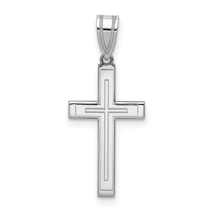 14k White Gold Cross Pendant-XR551