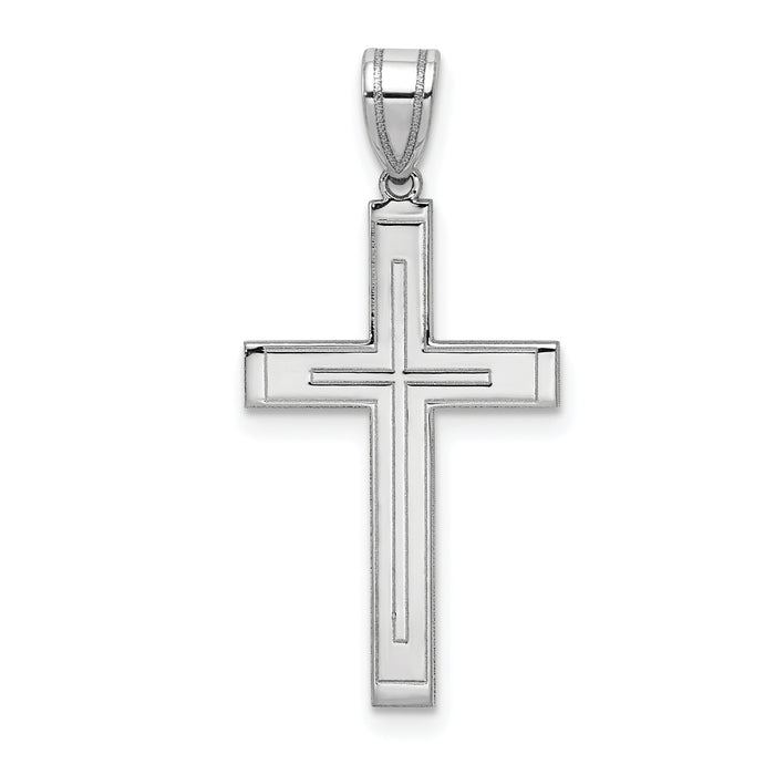 14k White Gold Cross Pendant-XR552