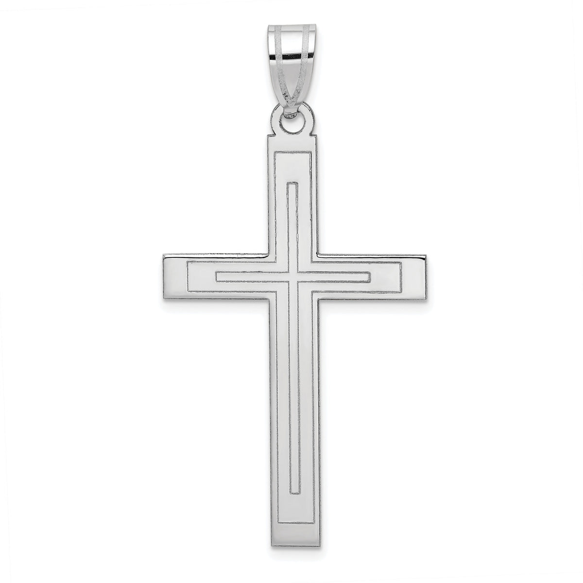 14k White Gold Cross Pendant-XR554