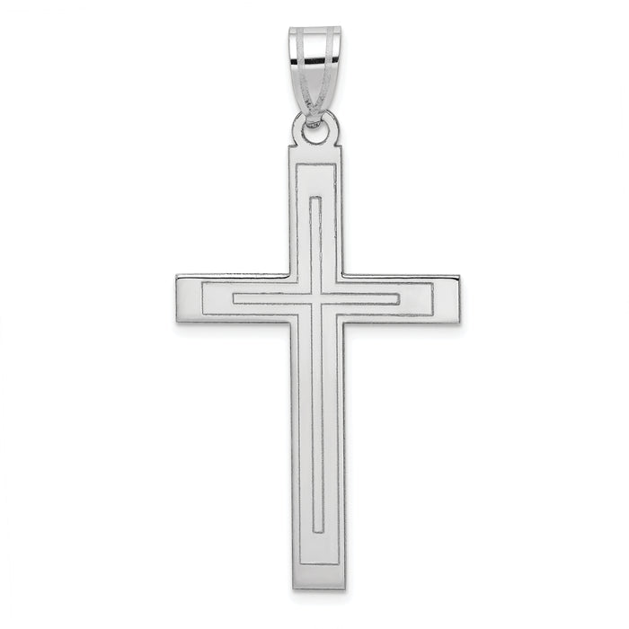 14k White Gold Cross Pendant-XR554
