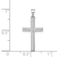 14k White Gold Hollow Cross Pendant-XR560