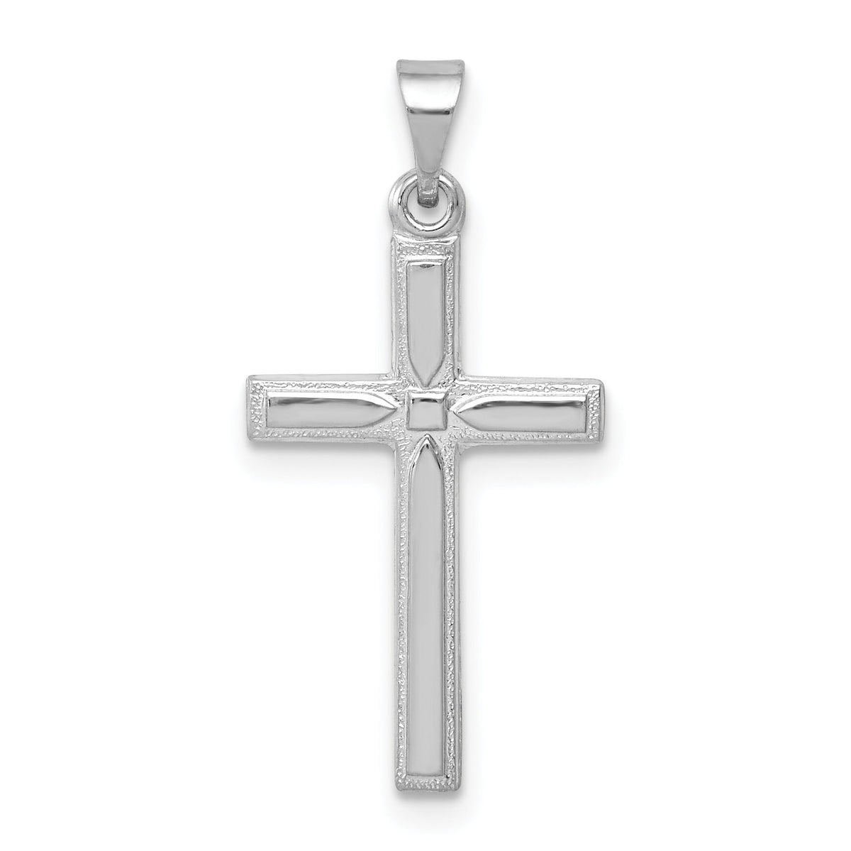 14k White Gold Hollow Cross Pendant-XR560
