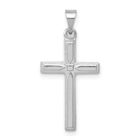 14k White Gold Hollow Cross Pendant-XR560