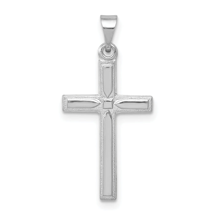 14k White Gold Hollow Cross Pendant-XR560