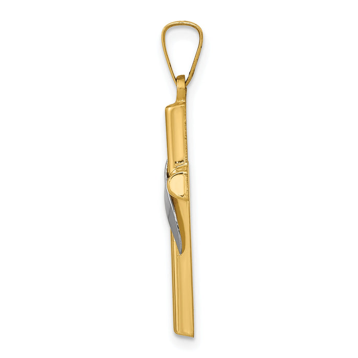 14K Two-Tone Hollow Cross w/Drape Charm-XR561