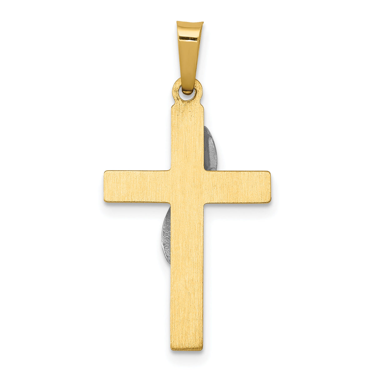 14K Two-Tone Hollow Cross w/Drape Charm-XR561