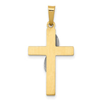 14K Two-Tone Hollow Cross w/Drape Charm-XR561