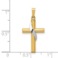 14K Two-Tone Hollow Cross w/Drape Charm-XR561