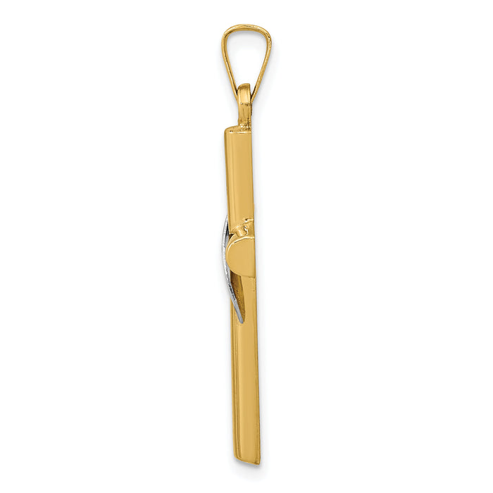 14K Two-Tone Hollow Cross w/Drape Charm-XR562