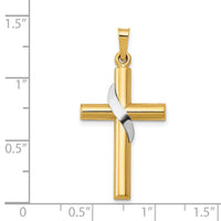 14K Two-Tone Hollow Cross w/Drape Charm-XR562