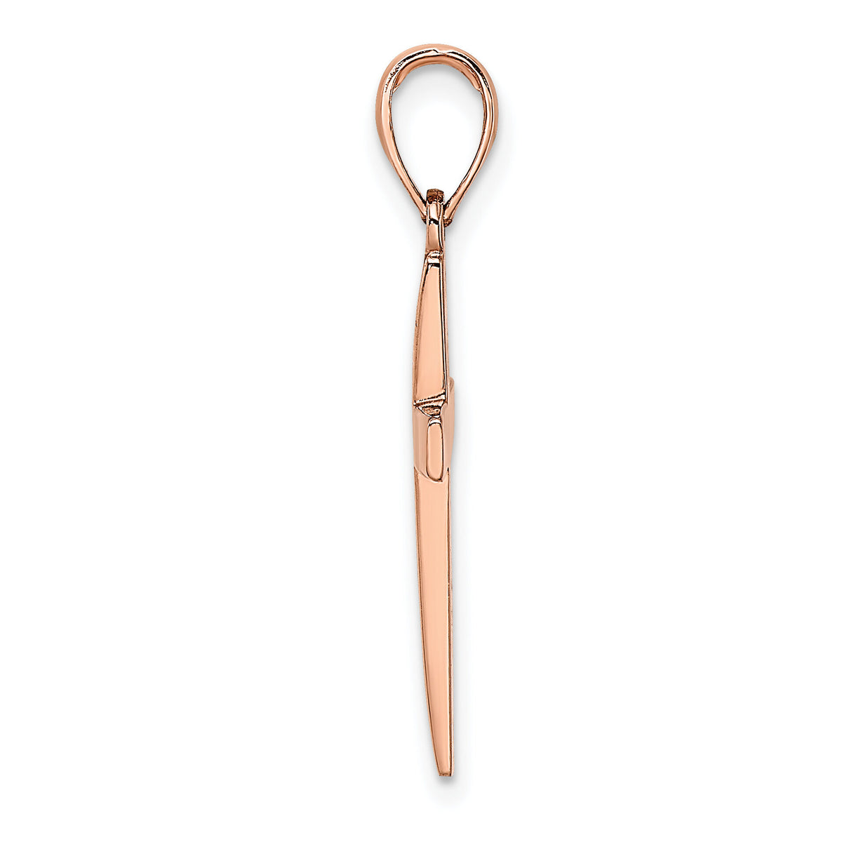 14K Rose Gold Polished Beveled Cross Charm-XR564R