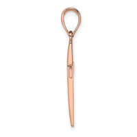 14K Rose Gold Polished Beveled Cross Charm-XR564R