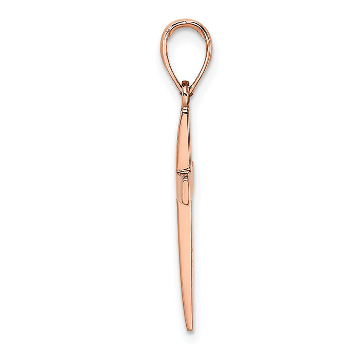 14K Rose Gold Polished Beveled Cross Charm-XR564R