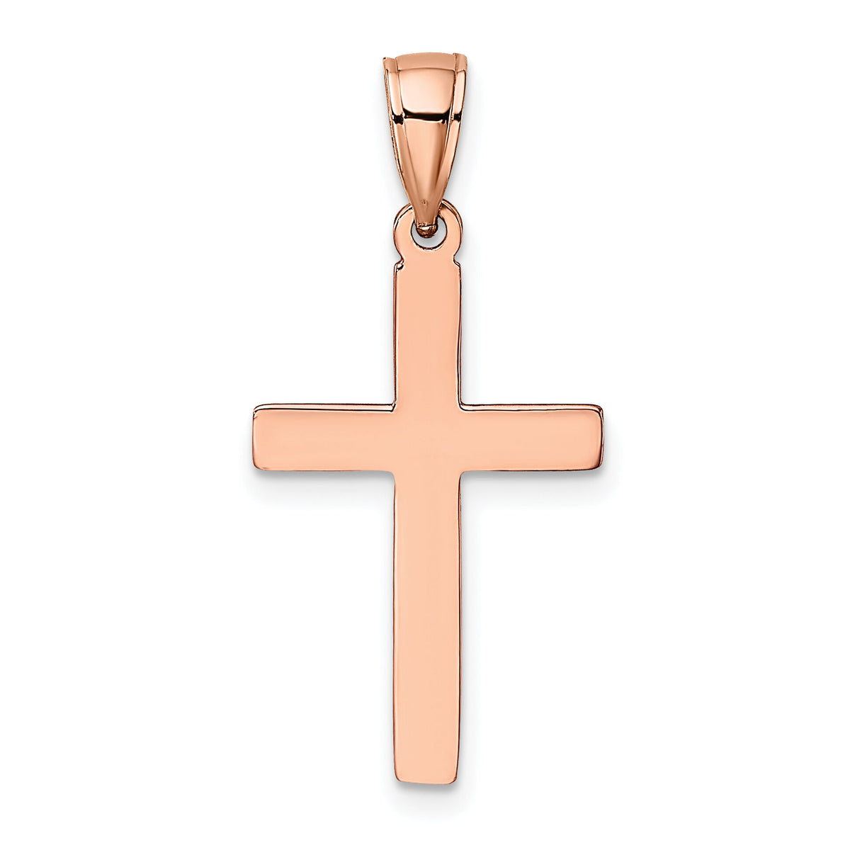 14K Rose Gold Polished Beveled Cross Charm-XR564R