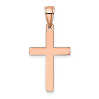 14K Rose Gold Polished Beveled Cross Charm-XR564R