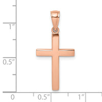 14K Rose Gold Polished Beveled Cross Charm-XR564R