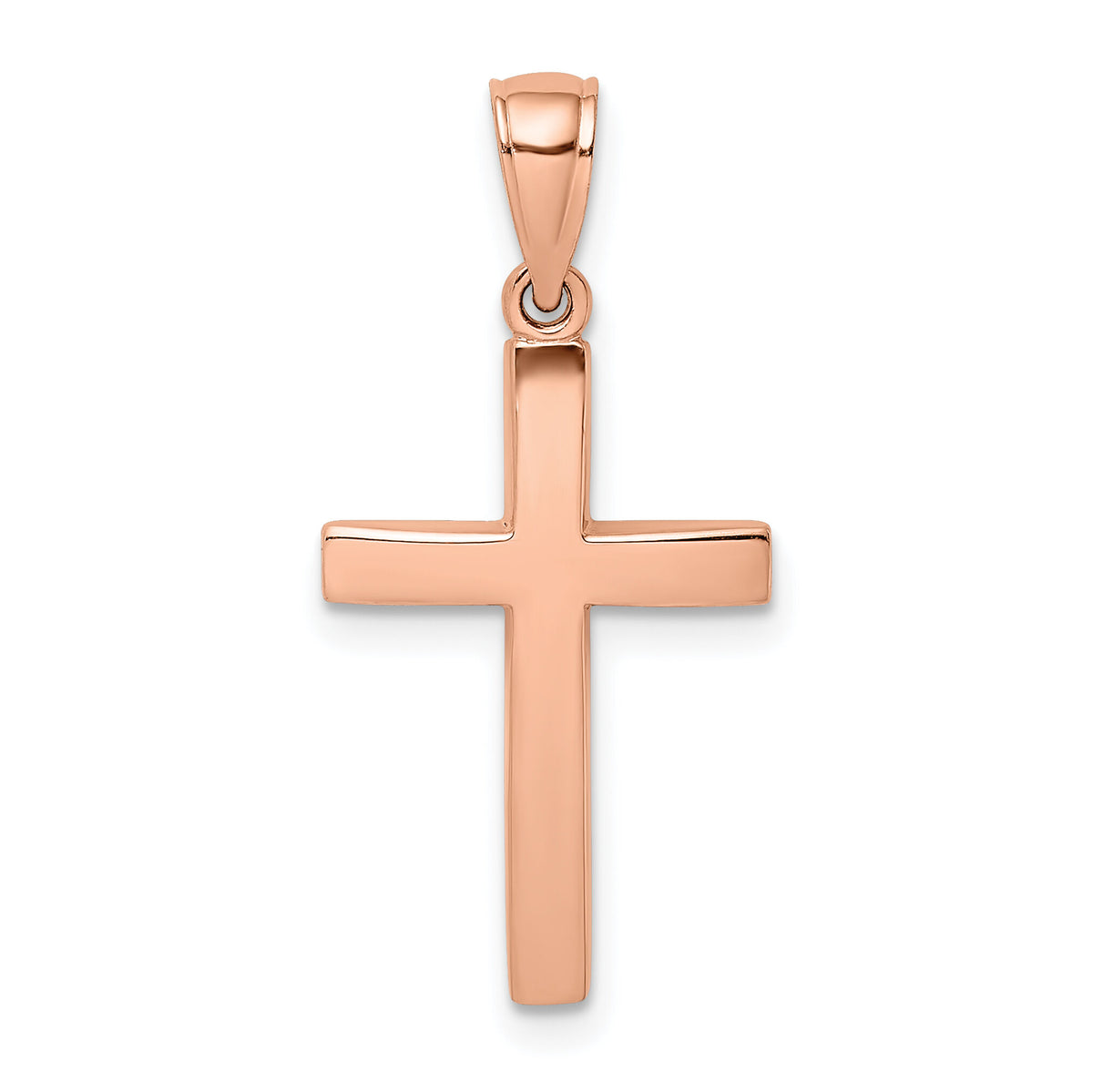 14K Rose Gold Polished Beveled Cross Charm-XR564R