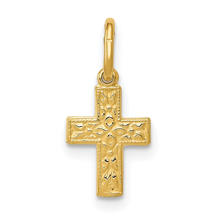 14K Floral Cross Charm-XR587