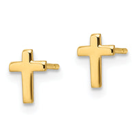 14k Polished Cross Post Earrings-XR589
