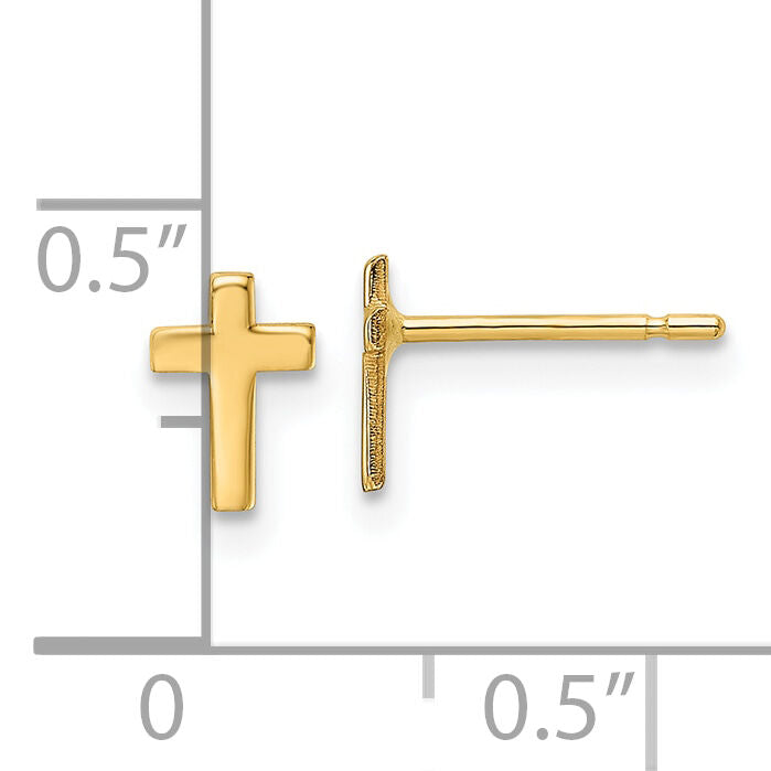 14k Polished Cross Post Earrings-XR589
