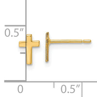 14k Polished Cross Post Earrings-XR589