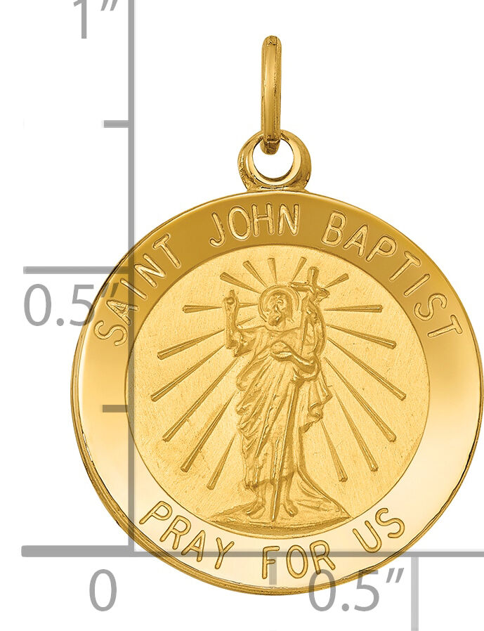 14k Saint John Baptist Medal Pendant-XR622