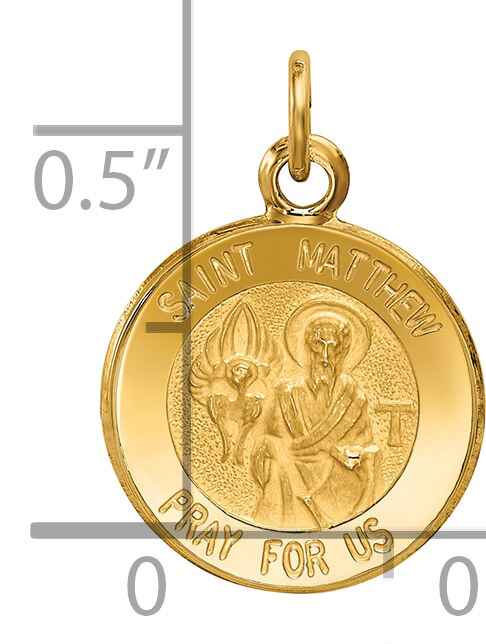 14k Saint Matthew Medal Charm-XR625