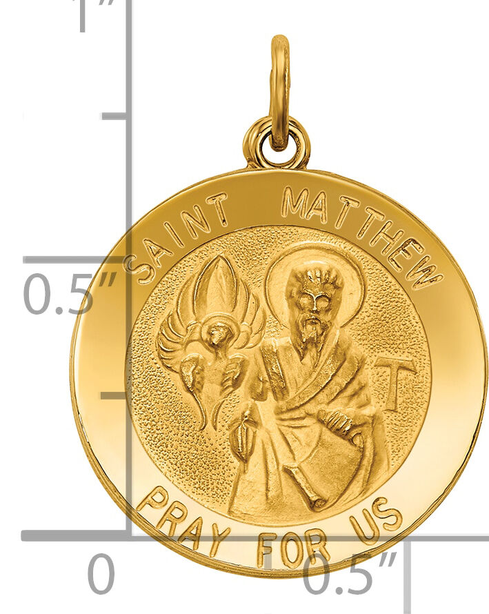 14k Saint Matthew Medal Pendant-XR626